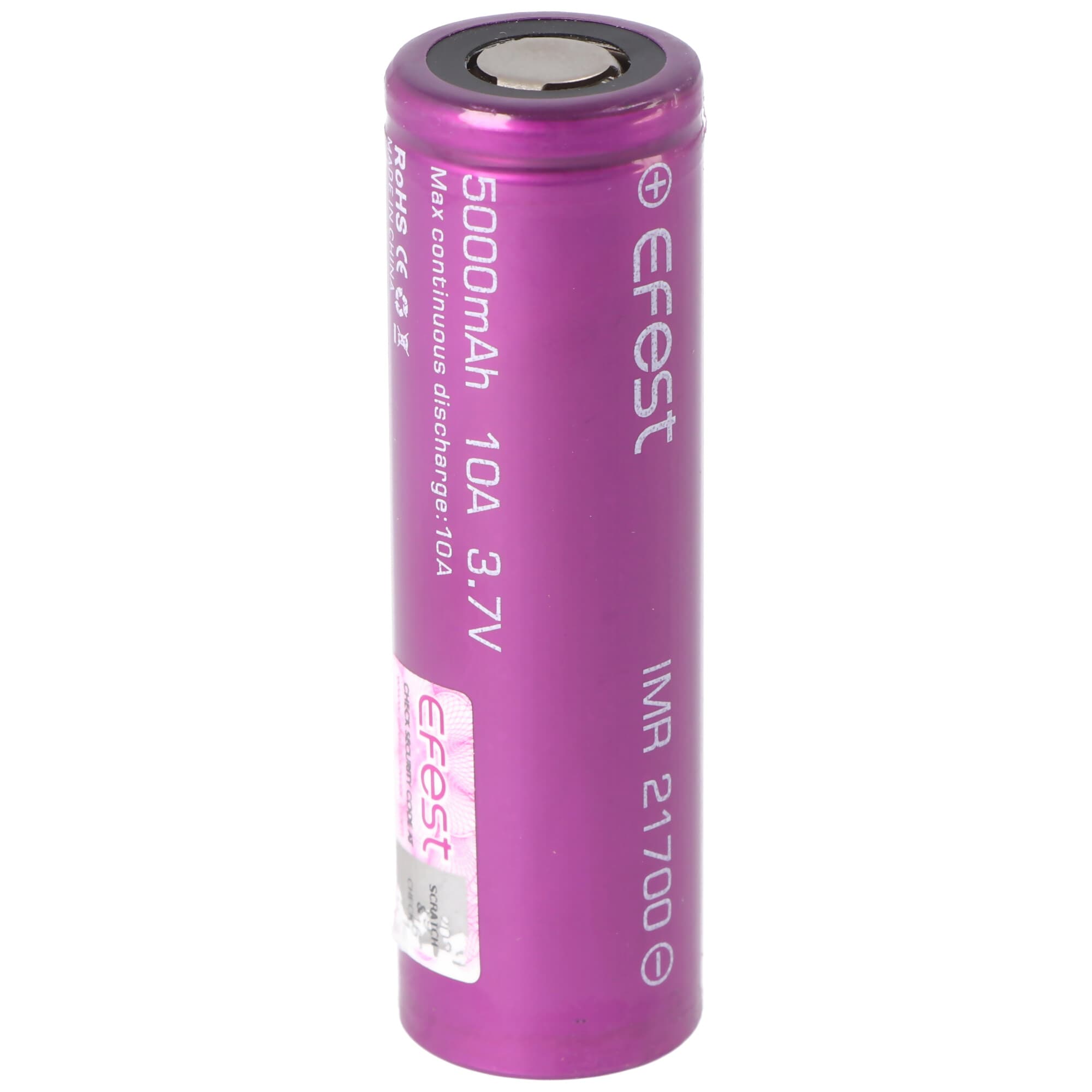 Efest IMR21700 - Batterie Li-Ion 5000mAh, 3,6V - 3,7V min. 4800mAh typ.5000mAh sortie de courant maximum 10A (Flat Top)