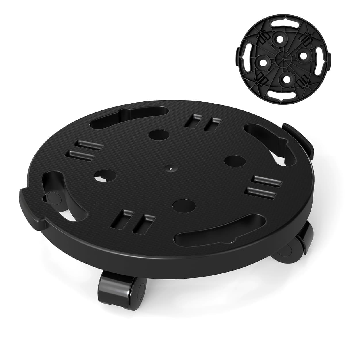 CostwayChariot à Plantes Rond Support Robuste avec 4 Roues Universelles Plateforme Mobile pour Meubles Seaux Pots de Fleurs Chariot en Plastique