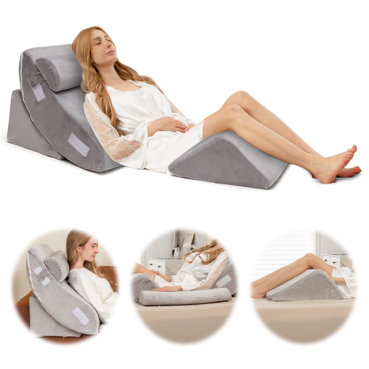 Lot de 4 Coussins/Oreillers de Lecture en Mousse à Mémoire Appuie-tête Amovible Oreiller Compensé Po