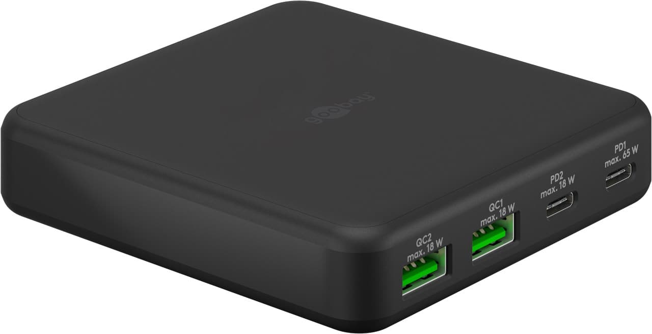 Chargeur de bureau Goobay Multiport 4 ports (65 W) noir